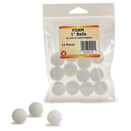 Hygloss Products Craft Foam Balls, 1 Inch, White, 72PK 51101